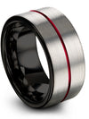 Matching Anniversary Band Grey Her and Wife Tungsten Carbide Rings Grey - Charming Jewelers