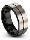Simple Tungsten Anniversary Band Guys Lady Tungsten Wedding Ring 8mm Grey Band - Charming Jewelers
