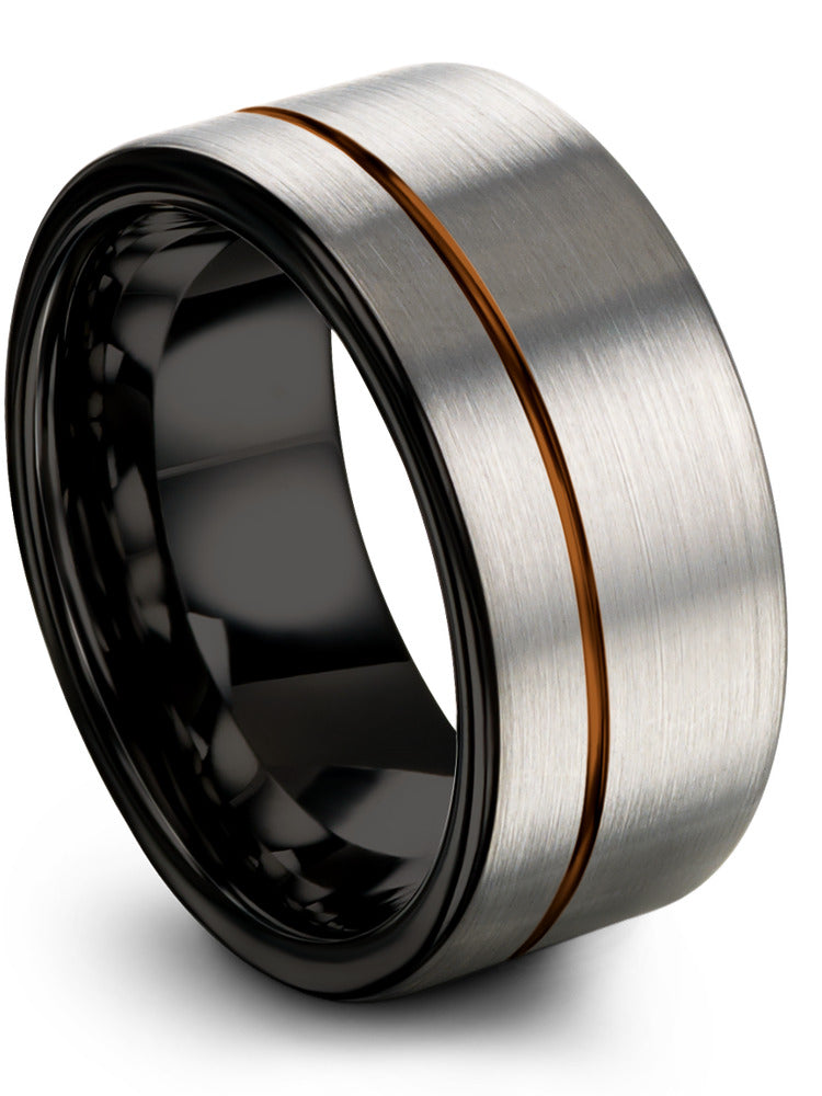 10mm 1st  Paper Wedding Bands for Guy Brushed Tungsten