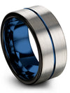 Woman&#39;s Solid Grey Wedding Band Tungsten Ring for Male Flat 10mm 14th - Ivory - Charming Jewelers