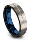 Plain Male Anniversary Ring Tungsten Wedding Ring 6mm Grey 18K Rose Gold Midi - Charming Jewelers