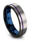 Wedding Rings for Men Plain Tungsten Bands for Man Purple Line 6mm Sixty Fifth - Charming Jewelers