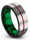 Grey Two Tone Wedding Rings Engraving Tungsten Mens Ring Engagement Guys Bands - Charming Jewelers
