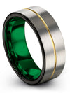 Plain Wedding Ring for Ladies Tungsten Ring for Mens 18K Yellow Gold Line Grey - Charming Jewelers