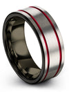 Men&#39;s Wedding Bands Engravable Tungsten Carbide Wife and Wife Rings Grey - Charming Jewelers