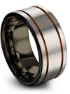 Grey Anniversary Band Her and Him Tungsten Carbide Band for Guy Engraved Grey - Charming Jewelers