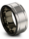 Wedding Rings for Guy Grey Plated 10mm Grey Tungsten Female Wedding Band His - Charming Jewelers