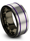Matching Couple Wedding Rings Tungsten Womans Band Grey and Purple Band Sets - Charming Jewelers