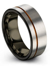 8mm Male Wedding Ring Grey Copper Tungsten Band Wife Her Promise Rings 9 Year - Charming Jewelers