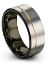 Islam Promise Rings for Womans Tungsten Dad Bands Grey 18K Rose Gold Jewelry - Charming Jewelers