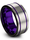 Ring for Wedding 10mm Tungsten Band Minimalistic Ring Grey Purple Engagement - Charming Jewelers