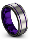 Grey Wedding Band 8mm Tungsten Groove Band Godfather Bands for Man Simple - Charming Jewelers
