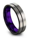 Mens Metal Promise Band Tungsten Bands Matte Grey and Black Band Male 6mm Men - Charming Jewelers
