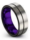 Man Plain Grey Band Tungsten Grey and Black Bands Grey Plated Grey Ring - Charming Jewelers