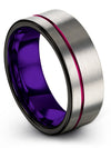 Woman&#39;s 8mm Gunmetal Line Wedding Ring Tungsten Carbide Bands for Couples Band - Charming Jewelers