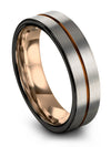 Wedding Set Rings for Mens 6mm Copper Line Rings Tungsten Grey Copper Ring Sets - Charming Jewelers