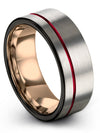 Black Line Wedding Rings Tungsten Carbide Simple Jewelry for Men 35th - Coral - Charming Jewelers