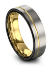 Matching Grey 18K Yellow Gold Promise Rings Male Wedding Ring Tungsten His - Charming Jewelers