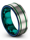 Female Green Line Promise Ring Rare Wedding Rings Plain Band for Male Fathers - Charming Jewelers