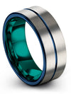 Grey Blue Wedding Rings for Woman Tungsten Engraved Bands for Woman&#39;s - Charming Jewelers