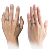 Boyfriend and Husband Wedding Bands Sets Grey Fucshia Wedding Ring Tungsten - Charming Jewelers