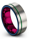 Woman Anniversary Ring 8mm Green Line Tungsten Engagement Bands for Couple - Charming Jewelers