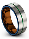 Guy Grey and Green Wedding Band Man Rings Grey Tungsten Grey and Green Promise - Charming Jewelers