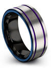 Tungsten Husband and Fiance Wedding Bands Sets Grey Tungsten Rings Brushed - Charming Jewelers