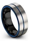 Grey Ring Wedding Ring for Man Tungsten Band for Men&#39;s Grooved Engagement Lady - Charming Jewelers