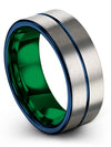 Tungsten Grey Blue Promise Rings Ladies Dainty Wedding Bands Middle Finger Ring - Charming Jewelers