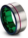 Guy 10mm Gunmetal Line Wedding Bands Nice Tungsten Rings Small Grey Bands - Charming Jewelers