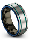 Grey Teal Wedding Rings for Ladies Grey Tungsten Ring Grey Him Day Idea Gifts - Charming Jewelers