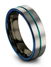Minimalist Wedding Ring Set Tungsten Grey Band 6mm Set of Man Band Grey Promise - Charming Jewelers