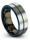 Female Wedding Band Green and Grey Tungsten Wedding Band Sets for Girlfriend - Charming Jewelers