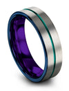 Womans Wedding Band Grey and Teal Wedding Band Sets Tungsten Solid Grey Rings - Charming Jewelers