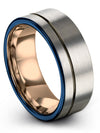 Men Anniversary Ring 8mm Gunmetal Line Tungsten Carbide Grey Ring for Guys - Charming Jewelers