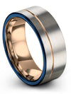 Wedding Bands Set for Woman Tungsten Promise Bands for Fiance Grey and 18K Rose - Charming Jewelers