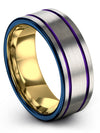 8mm 4th - Fruit or Flowers Wedding Bands for Ladies Grey Plated Tungsten Bands - Charming Jewelers