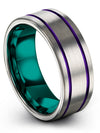 Grey Purple Wedding Personalized Tungsten Bands for Men Simple Rings Lady Best - Charming Jewelers