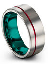 Guy Wedding Ring Grey and Red Tungsten Wedding Ring Simple