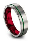 Grey and Green Womans Wedding Bands Tungsten Promise Ring Grey Band Tungsten - Charming Jewelers