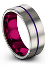 Simple Grey Promise Band 8mm Tungsten Bands for Ladies Minimal Grey Rings - Charming Jewelers
