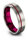 6mm Black Line Grey Man Tungsten Wedding Ring Engagement Ladies Ring Set Grey - Charming Jewelers