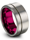 Wedding Band and Band for Ladies Tungsten Bands Him and Him Brushed Set Grey - Charming Jewelers