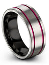Wedding Bands Set Unique Tungsten Wedding Ring Men Grey and Gunmetal Plated - Charming Jewelers