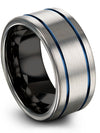 Matching Wedding Ring for Couples Grey Wedding Band Tungsten Set for Boyfriend - Charming Jewelers