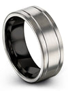 Men Anniversary Ring Tungsten Carbide Rings Male Groove Band Men Promise Band - Charming Jewelers