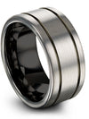 Simple Grey Wedding Rings Mens Engagement Ring Tungsten Men Grey Rings Bands - Charming Jewelers