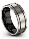 Grey Wedding Bands for Husband Tungsten Engagement Men&#39;s Band for Couple I - Charming Jewelers