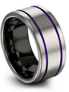 Wedding Engagement Lady Set Tungsten Grey Men&#39;s Simple Grey Bands Anniversary - Charming Jewelers